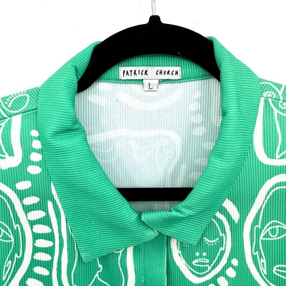 PATRICK CHURCH Rare Kelly Green "Endless Summer" Ribbed Romper Bodysuit Size L - Picture 2 of 5